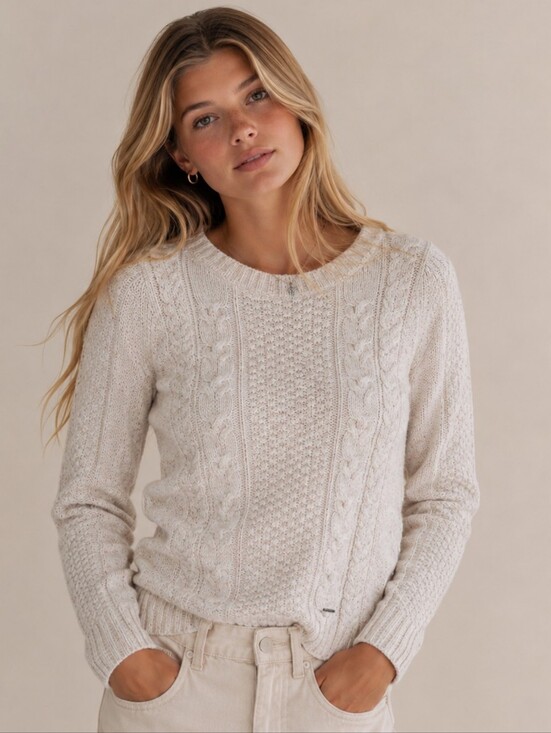 Hollister Sweaters - Hollister Light Pink Cable-knit Sweater crewneck Fisherman Minimalist Cozy